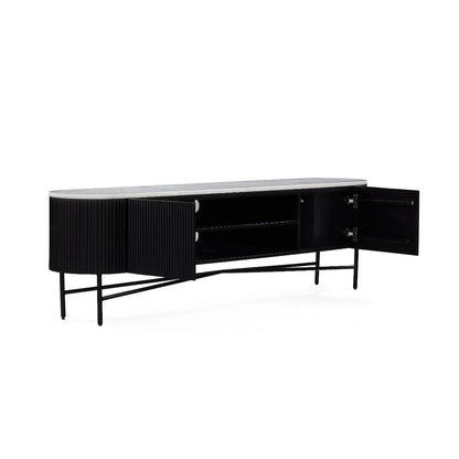 Lucas Media Stand - Black w/ Marble Top - Multiple Sizes