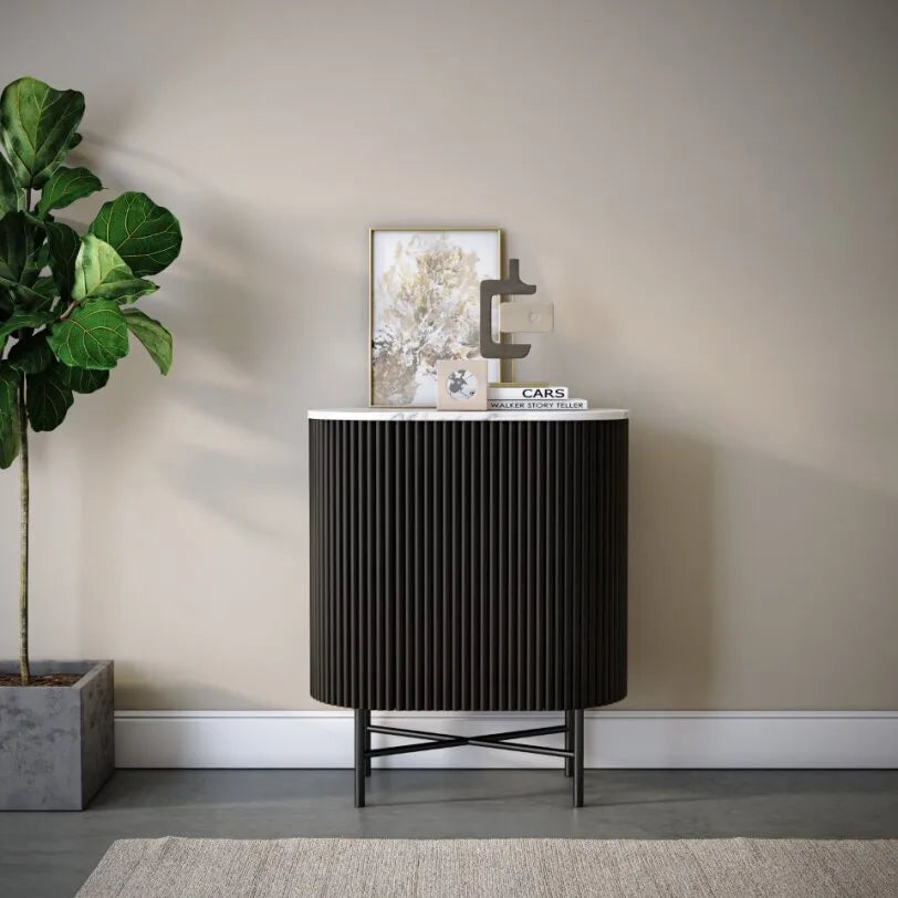Lucas Sideboard - Black w/ Marble Top - Multiple Sizes