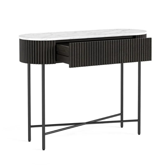 Lucas Console Table - Black w/Marble Top