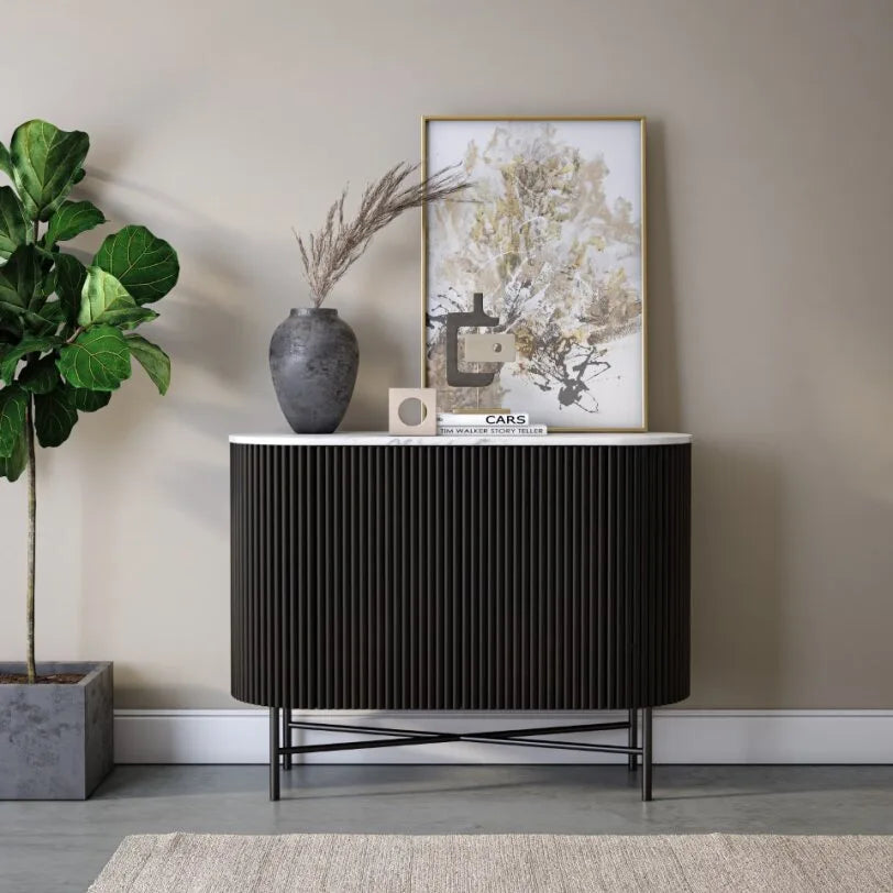 Lucas Sideboard - Black w/ Marble Top - Multiple Sizes