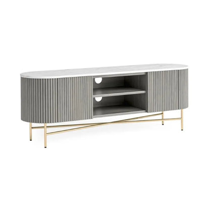 Isabella TV Stand - Grey w/ Marble Top - Multiple Sizes