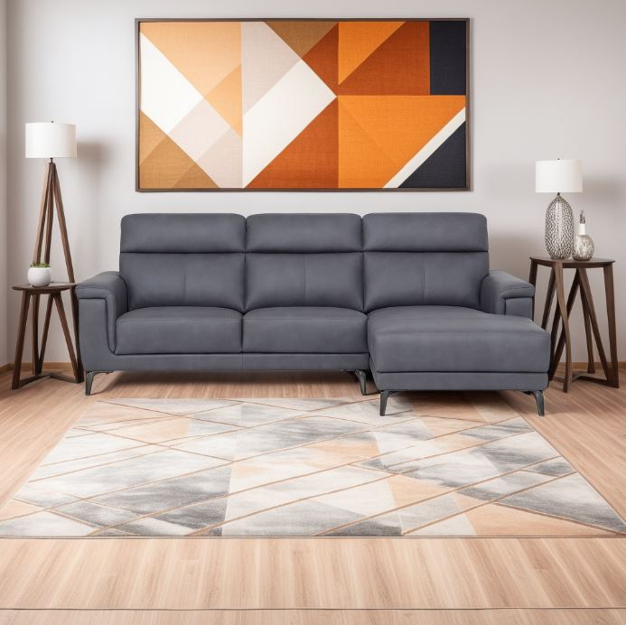 Anthony Sectional - Graphite LHF Chaise w/ Drop-Down Tray