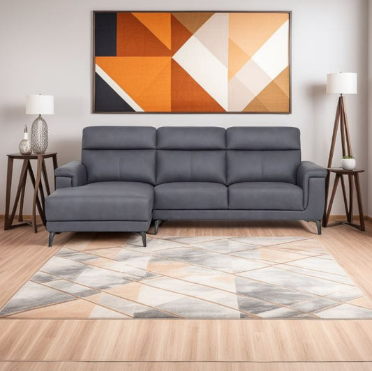 Anthony Sectional - Graphite RHF Chaise w/ Drop-Down Tray