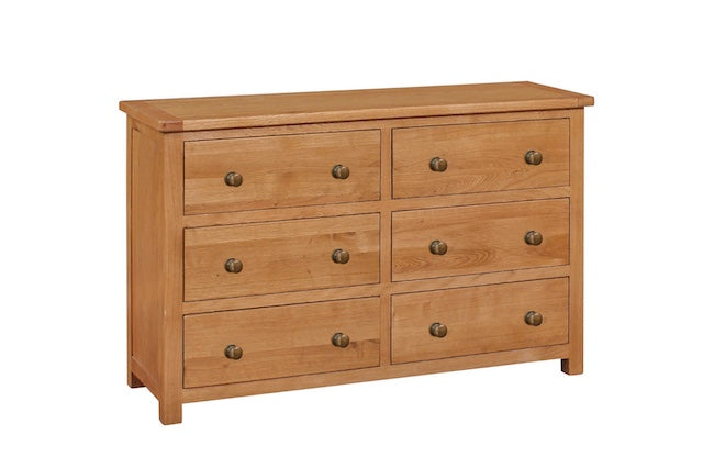 Aintree 3+3 Drawer Wide Chest - Solid Oak