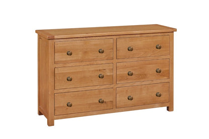 Aintree 3+3 Drawer Wide Chest - Solid Oak