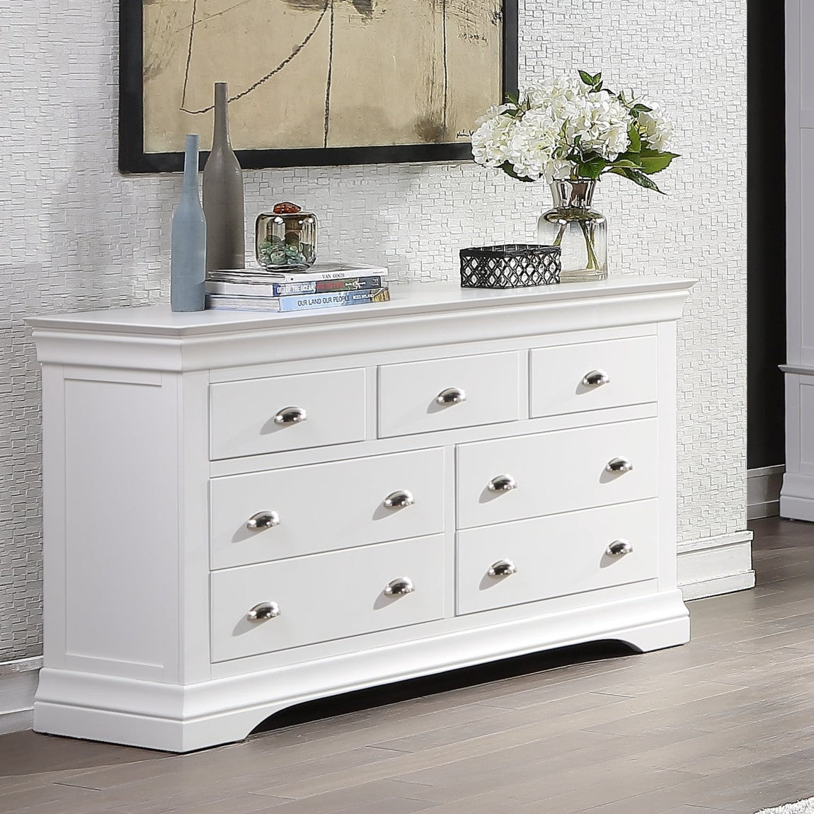 Bella 3+4 Wide Drawer Chest - White