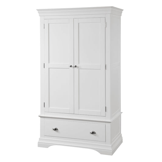 Bella Double Wardrobe with Drawer - White