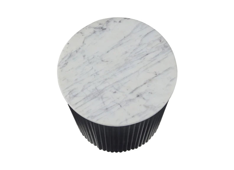 Lucas Side Table - Black w/ Marble Top