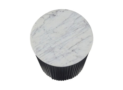 Lucas Side Table - Black w/ Marble Top