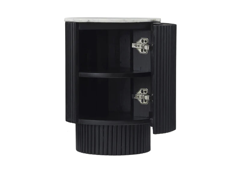 Lucas Side Table - Black w/ Marble Top