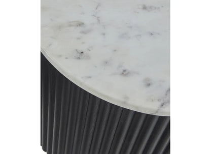 Lucas Side Table - Black w/ Marble Top