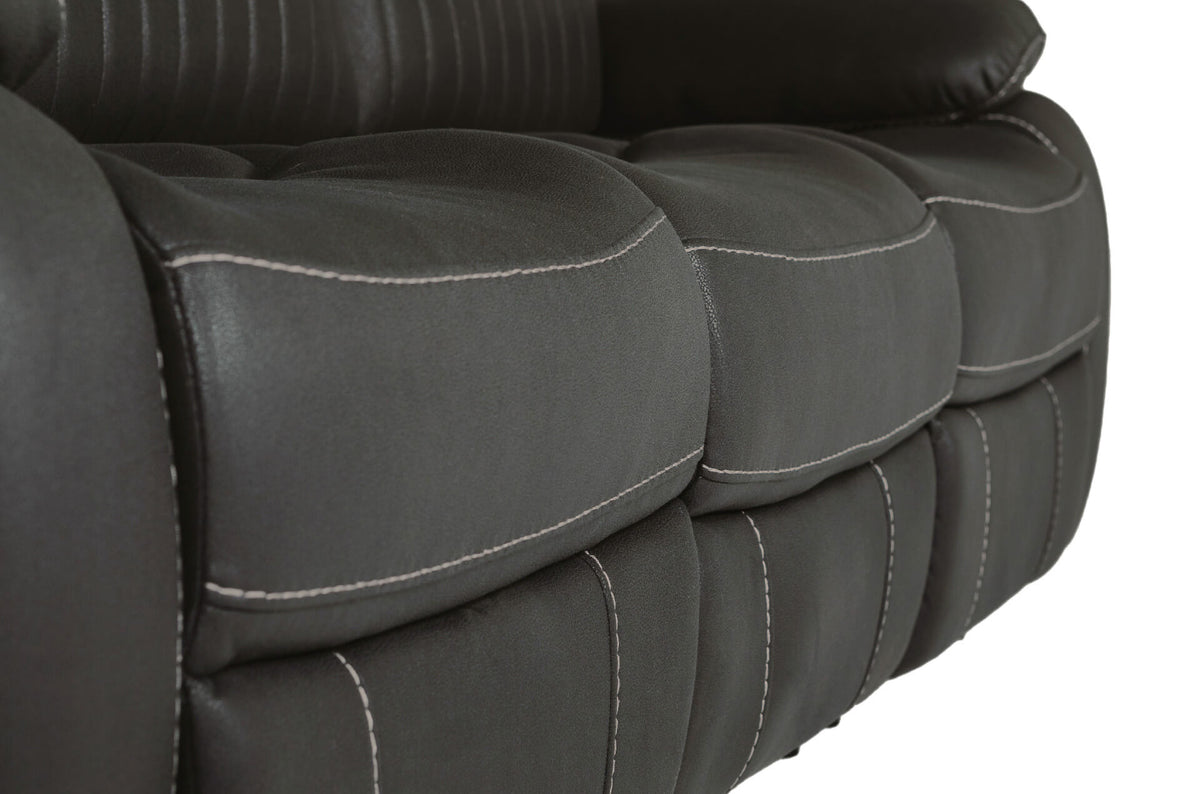 Barkley 3 Seater Manual Recliner Sofa - Dark Grey