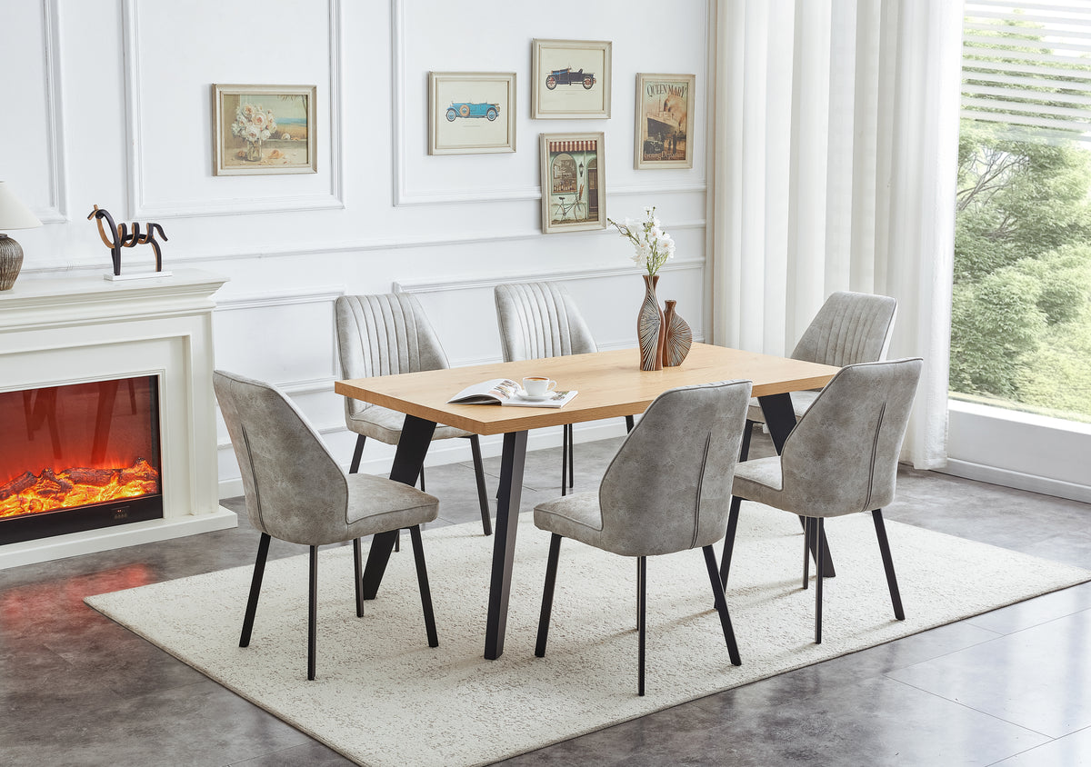 Barkly 6' Dining Set - Oak & Grey