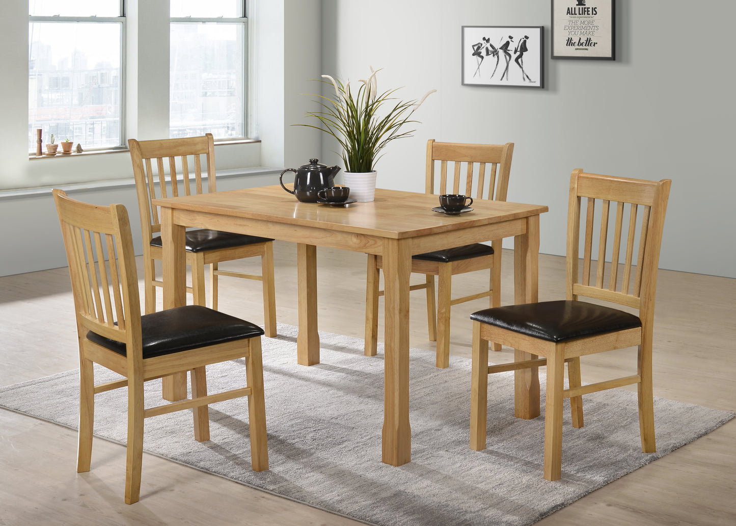 Bolton 4' Dining Set - Natural Oak