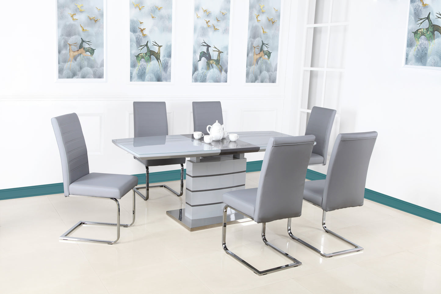 Chantelle 6' Dining Set - Grey