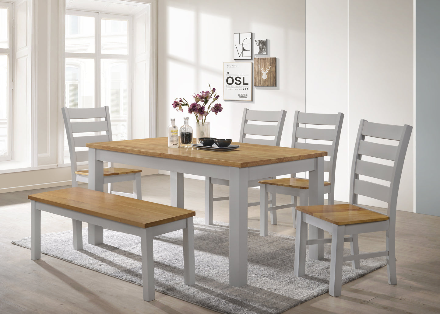 Chelsea 5' Dining Set - Grey & Oak