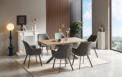 Chrissie 6' Dining Set - Oak & Dark Grey
