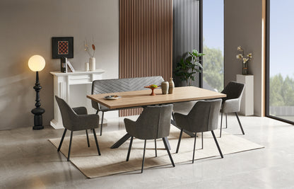 Chrissie 5' Bench Dining Set - Oak & Dark Grey