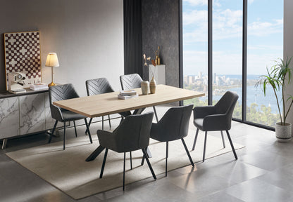 Chrissie 6' Dining Set - Oak & Dark Grey