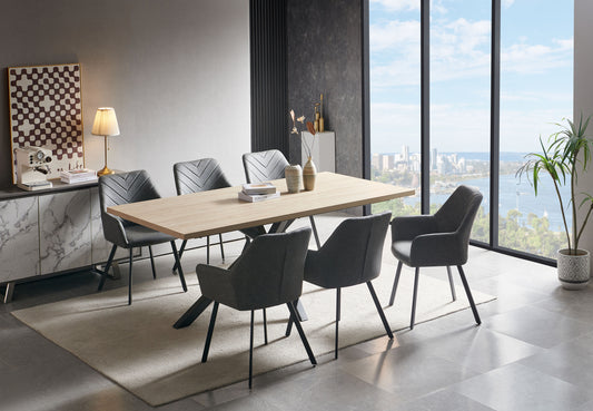 Chrissie 6' Dining Set - Oak & Dark Grey