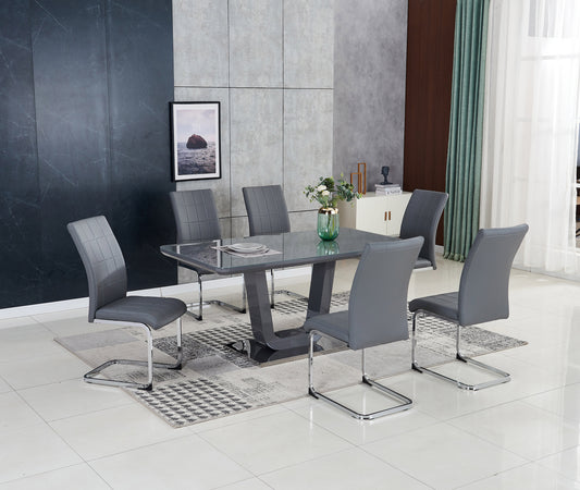 Edel 6' Dining Set - Grey