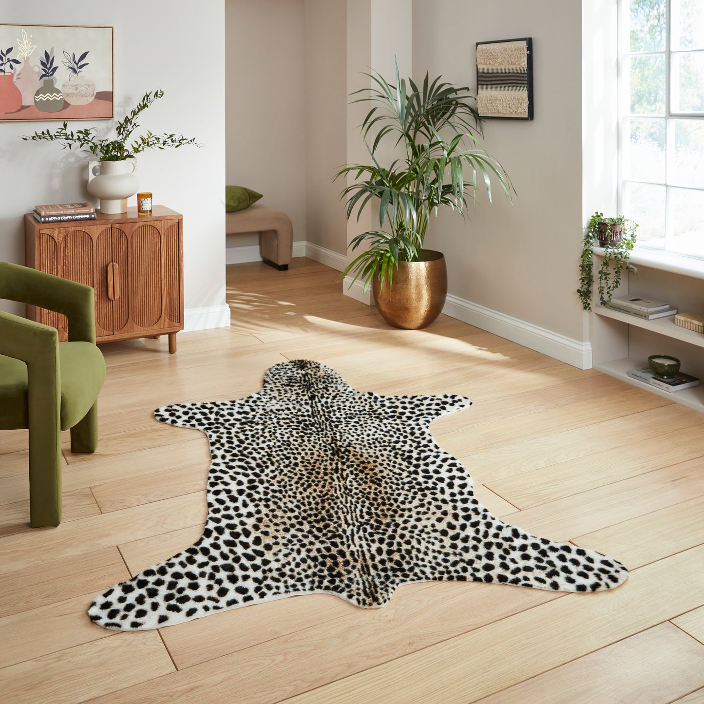 Faux Fur Rug - Cheetah Print Brown/White