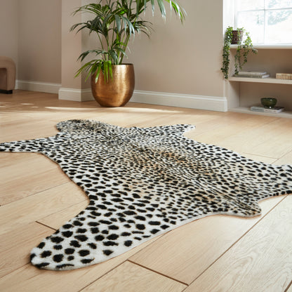 Faux Fur Rug - Cheetah Print Brown/White