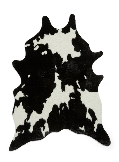 Faux Fur Rug - Cow Print Black/White