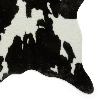 Faux Fur Rug - Cow Print Black/White