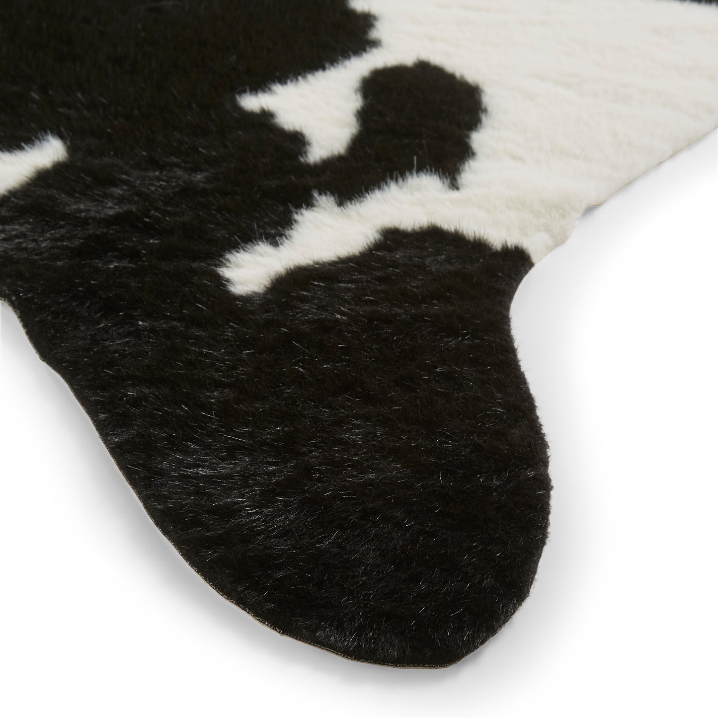 Faux Fur Rug - Cow Print Black/White