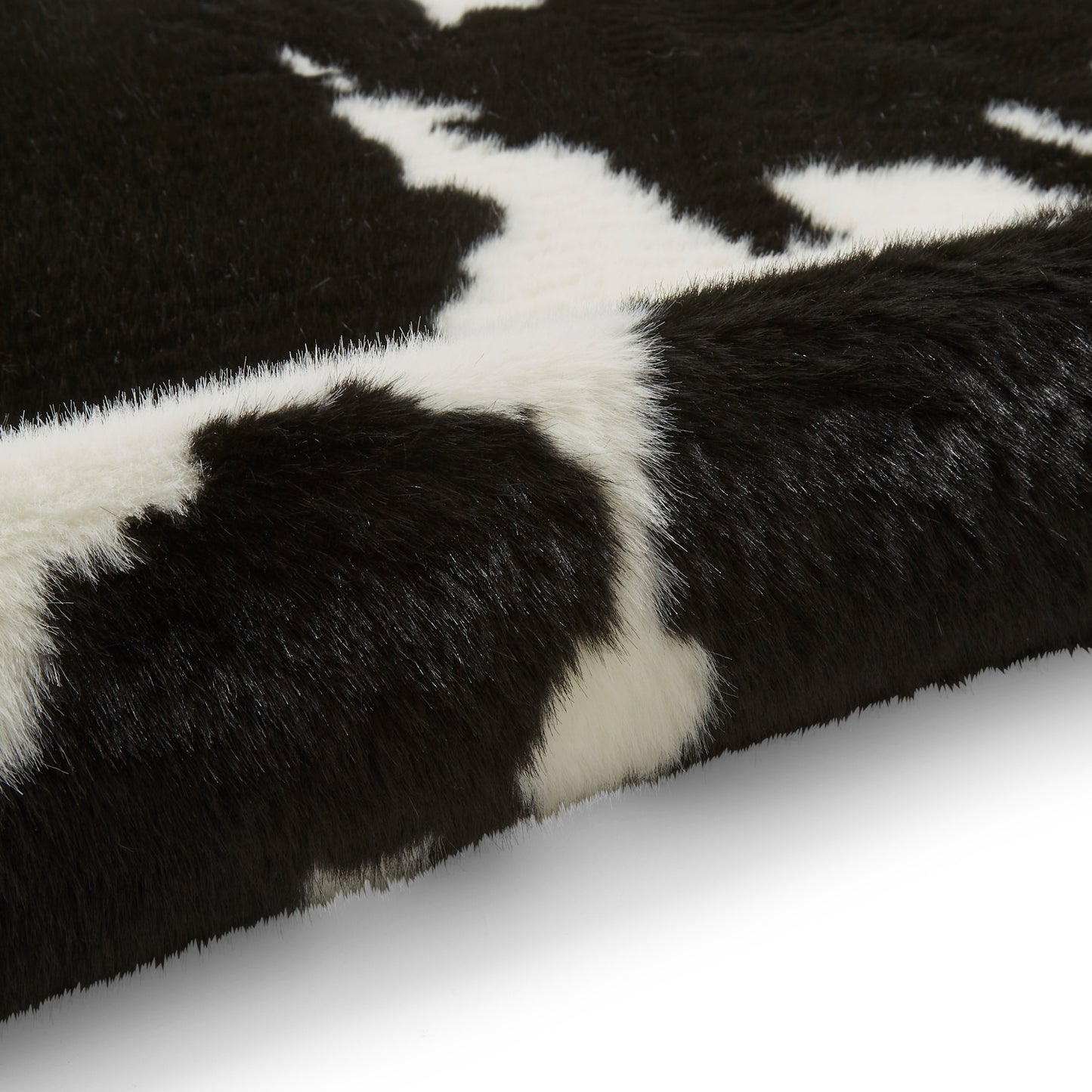 Faux Fur Rug - Cow Print Black/White