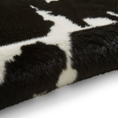 Faux Fur Rug - Cow Print Black/White