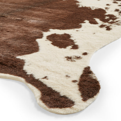 Faux Fur Rug - Cow Print Brown/White