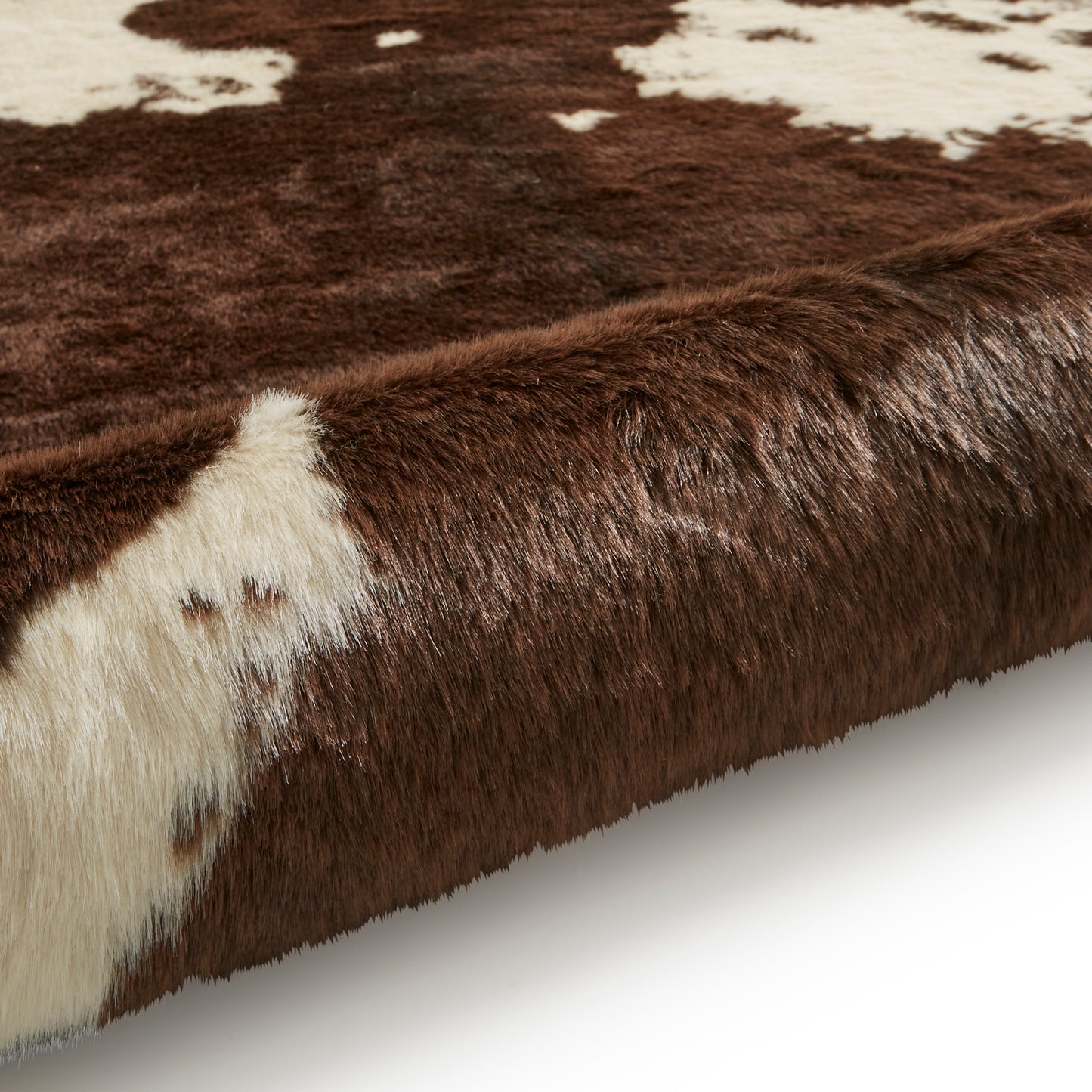 Faux Fur Rug - Cow Print Brown/White