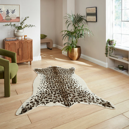 Faux Fur Rug - Leopard Print Brown/White