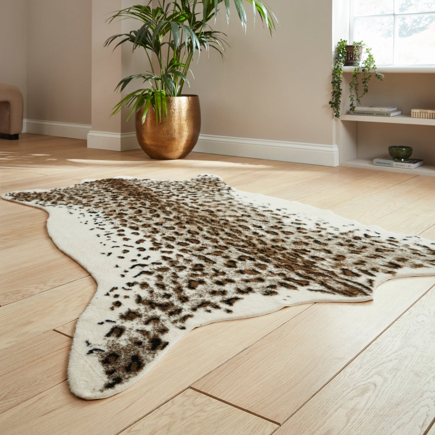 Faux Fur Rug - Leopard Print Brown/White