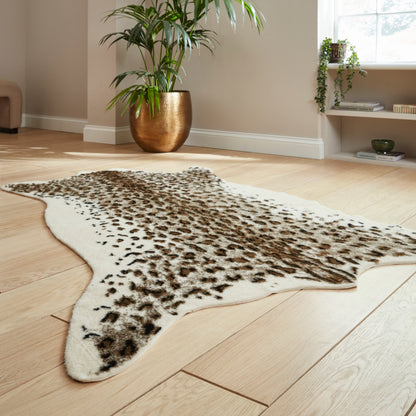 Faux Fur Rug - Leopard Print Brown/White