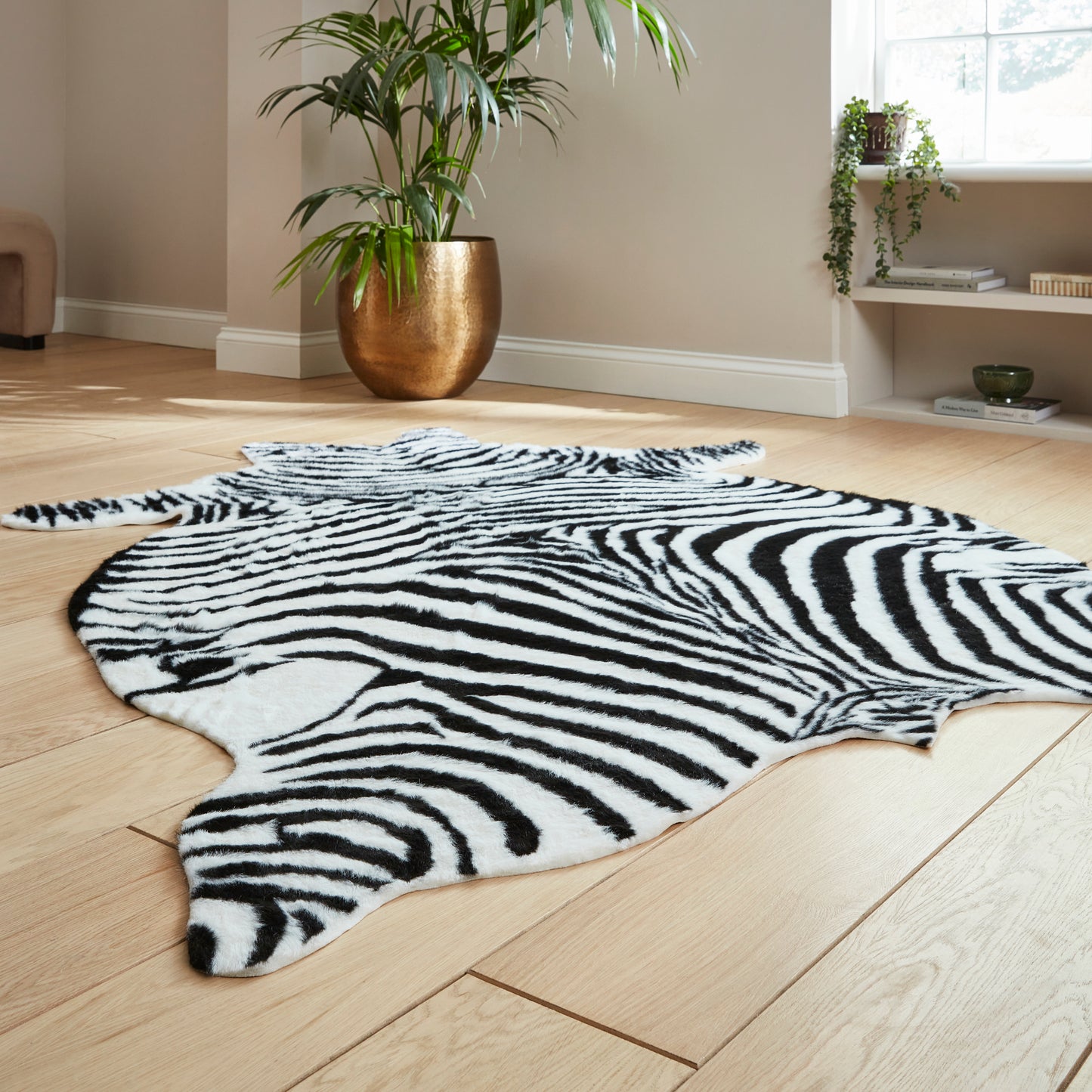 Faux Fur Rug - Zebra Print Black/White