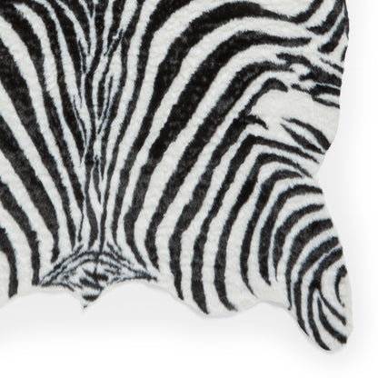 Faux Fur Rug - Zebra Print Black/White