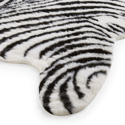 Faux Fur Rug - Zebra Print Black/White