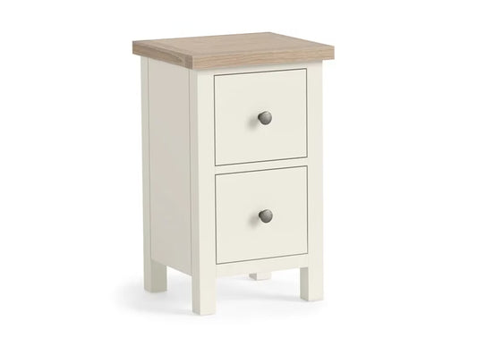 Modern Country Narrow Bedside Locker - Coconut White