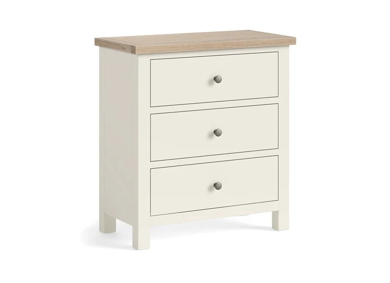 Modern Country 3 Drawer Chest - Coconut White