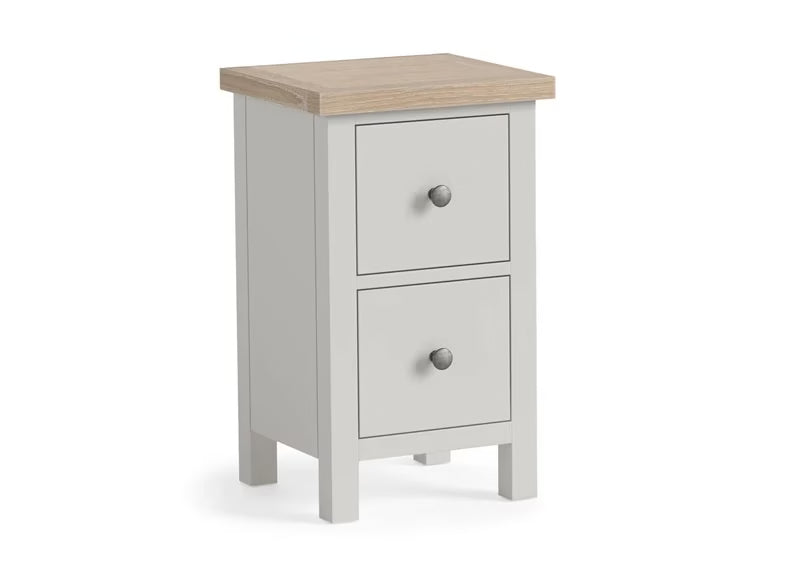 Modern Country Narrow Bedside Locker - Stone Grey