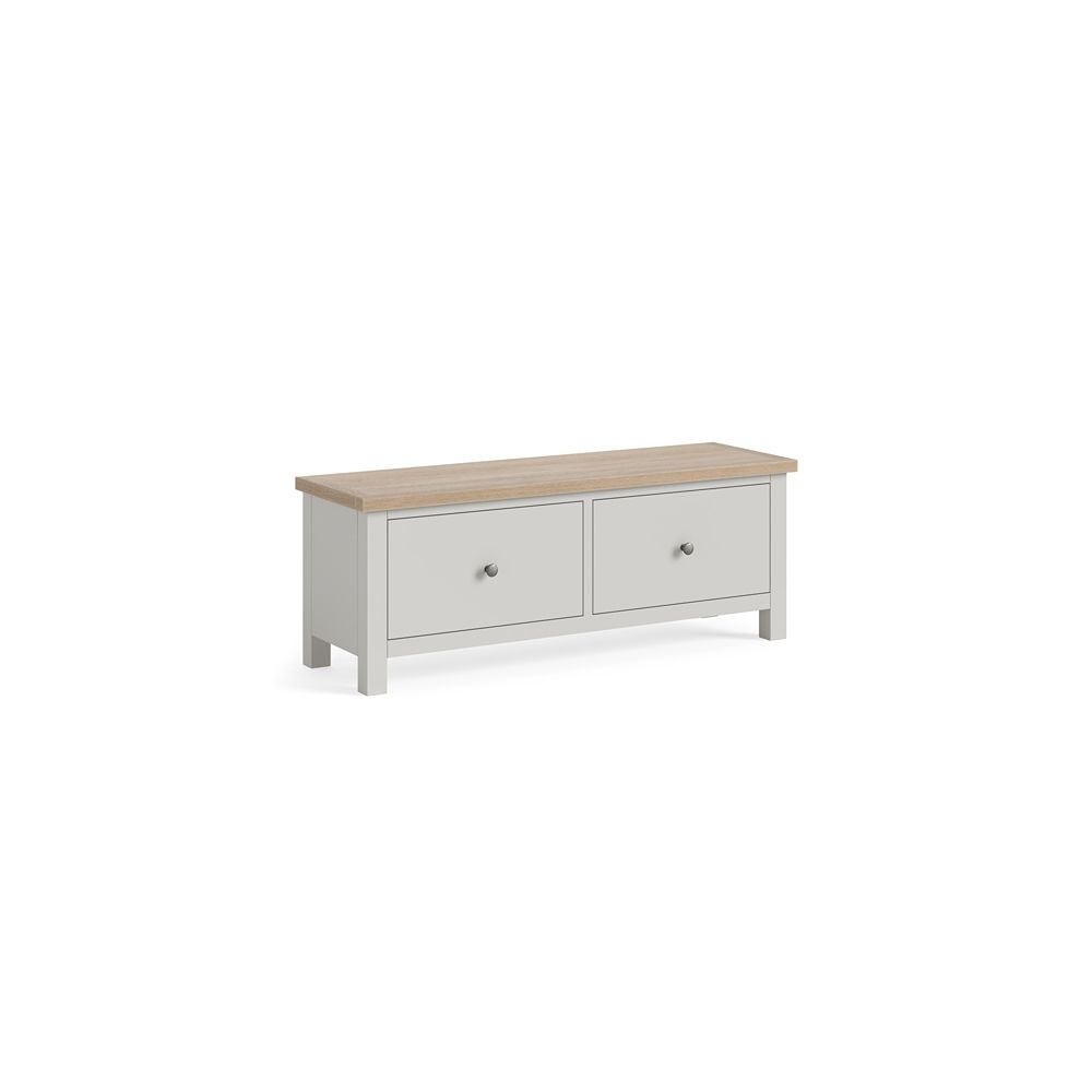 Modern Country Large 2 Drawer Bench - Stone Grey