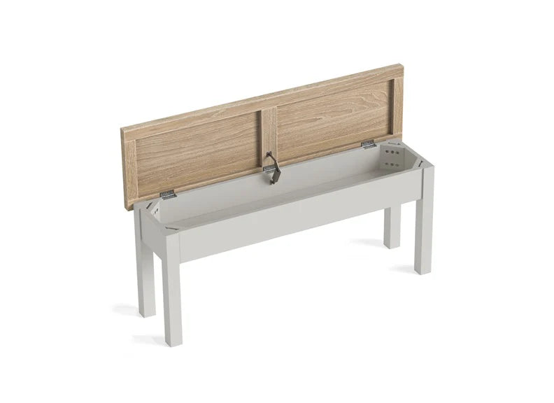 Modern Country Shallow Storage Bench - Stone Grey
