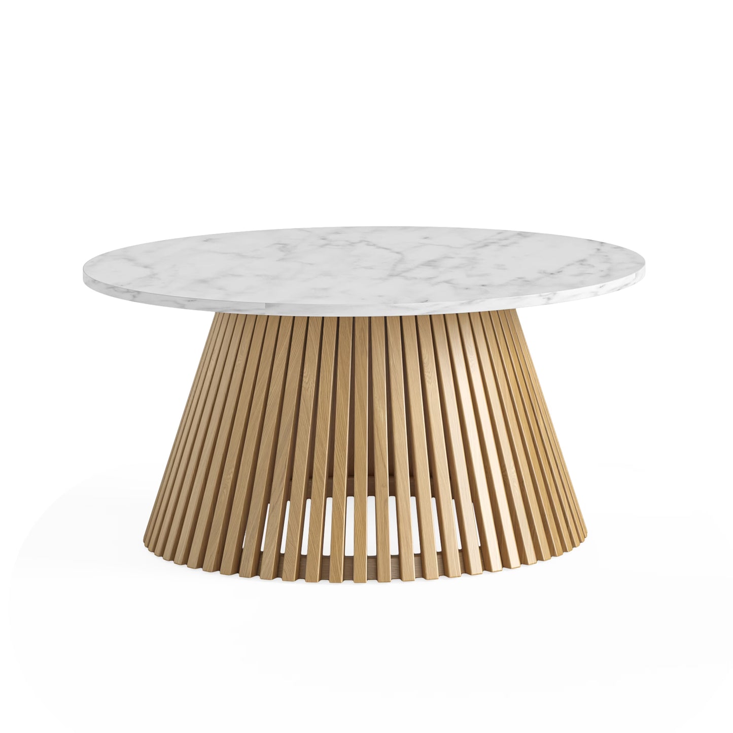 Soho Round Coffee Table - Natural w/ Marble Top