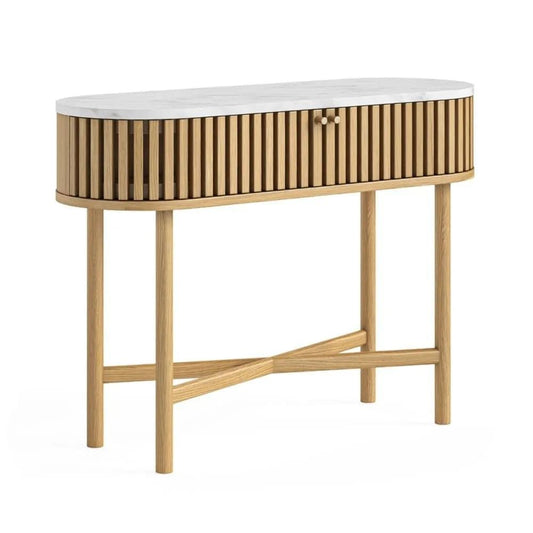 Soho Oval Console Table - Natural w/ Marble Top
