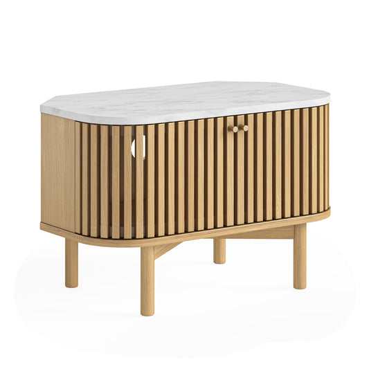 Soho Corner TV Unit - Natural w/ Marble Top