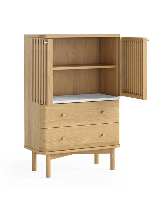 Soho Shoe Cabinet - Natural w/ Marble Top