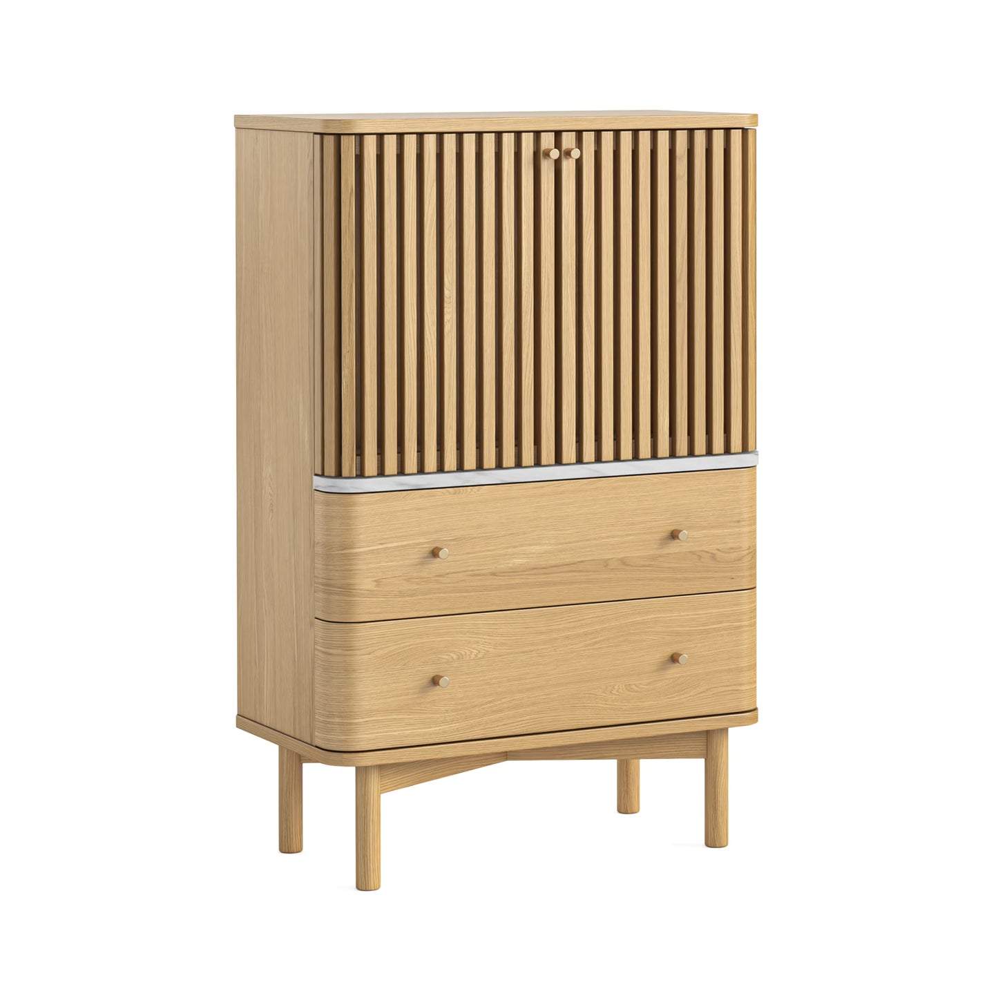 Soho Shoe Cabinet - Natural w/ Marble Top